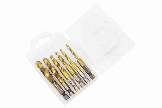 Набір свердл-мітчиків по металу 6шт M3X0,5/M4X0,7/M5X0,8/M6X1,0/M8X1,25/M10X1,5мм HSS SD-5841 Київ