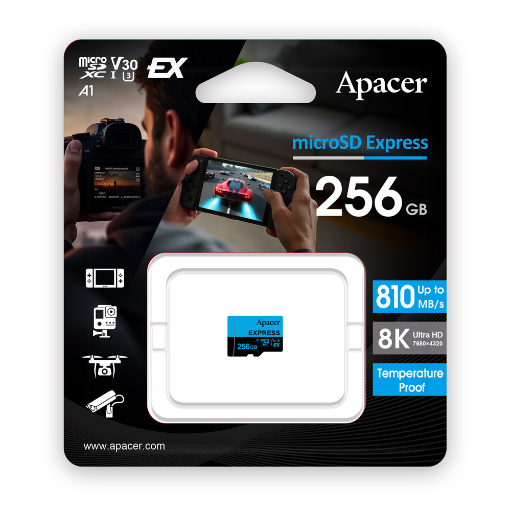 Карта пам'яті microSDXC  (UHS-1 U3) Apacer Express 256Gb class 10 V30 A1  Read/Write:810/700 MB/sec (Compatible with Nintendo Київ - фото 2
