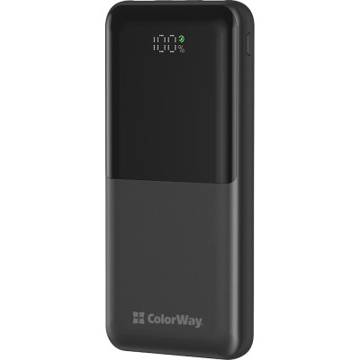 Батарея универсальная ColorWay 10 000 mAh PD/22.5W, QC/3.0, LCD, Black (CW-PB100LPB3BK-PDD) Винница - изображение 1