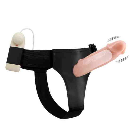 Страпон порожнистий (фалопротез) з вібрацією Baile Vibrating Strap On, беж, 19 × 4 см Sex Aura Київ