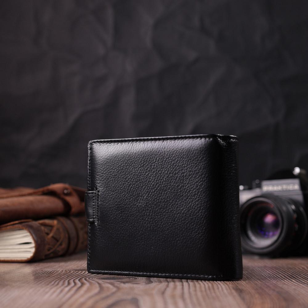 Отменный горизонтальный бумажник для мужчин из натуральной кожи ST Leather 22465 Черный Киев - изображение 11