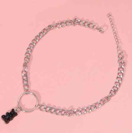 Подвеска мишка с цепочкой 30 см черно-серебристый Киев