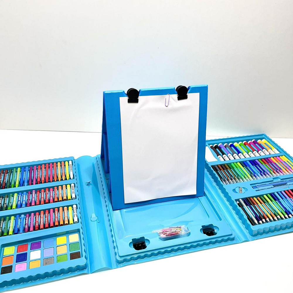 Набір для малювання 208 маркери олівці фарби в валізці Блакитний (MK 4533-2) Чернигов - изображение 8