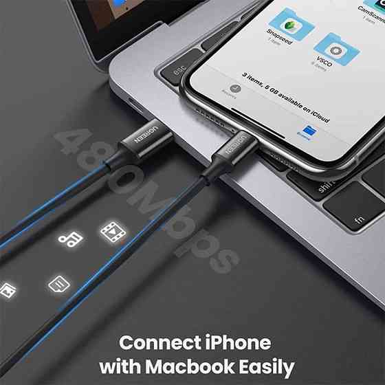 Кабель USB 2.0 Type-C M-Lightning M, 1 м, 3A, Nickel Plating ABS Shell Чорний, US171 UGREEN Вінниця