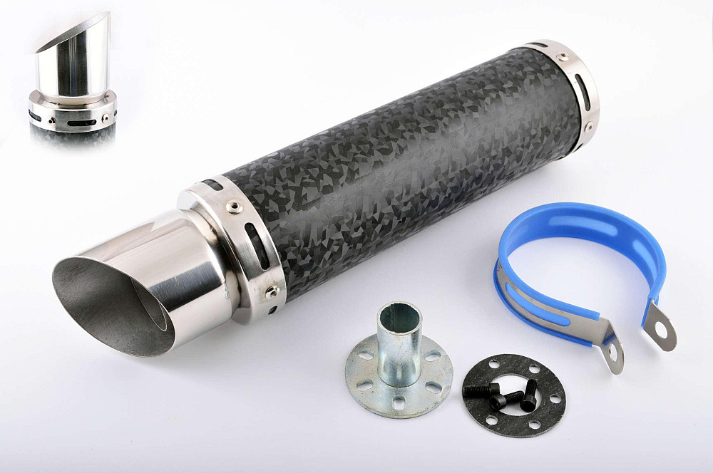 Глушник (тюнінг) 300 * 90mm, кріп. Ø48mm (нержавіюча сталь, мармур чорний, прямоток, тип:2) Київ - фото 1