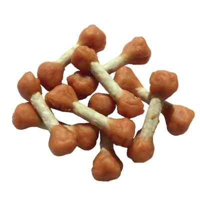 Ласощі для собак Lucky Star Гантельки з м'ясом курки на пресованій кістці з сиром'ятної шкіри в тубі 500 г (4820112458348) Вінниця