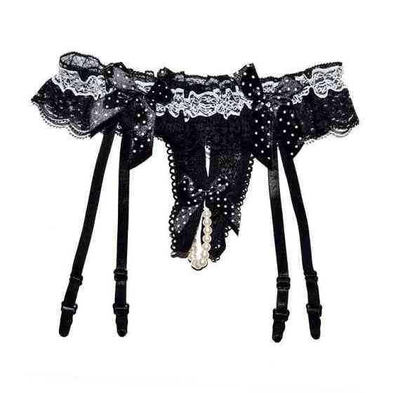 Стринги з намистинками та поясом для панчох XS/S/M – Еротична білизна Вінниця