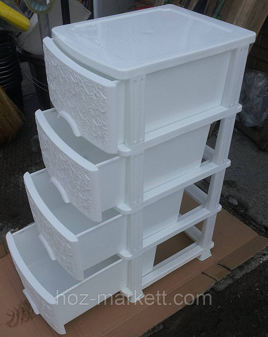 Комод пластиковый белый на 4 ящика ажурный производство Украина Харьков - изображение 5