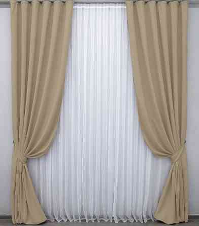 Комплект готових штор VR-Textil Мікровелюр SPARTA № 1032ш Темний беж150х285 см 2 шт (30-822) Київ