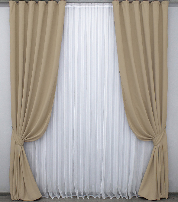 Комплект готових штор VR-Textil Мікровелюр SPARTA № 1032ш Темний беж150х285 см 2 шт (30-822) Київ - фото 2