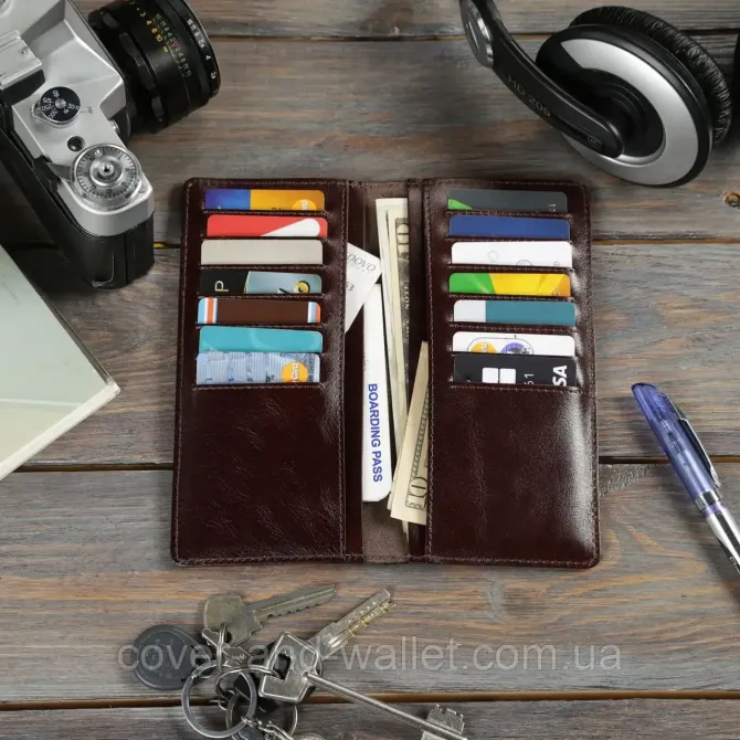 Стильний бордовий шкіряний купюрник ручної роботи ST Leather Київ - фото 9