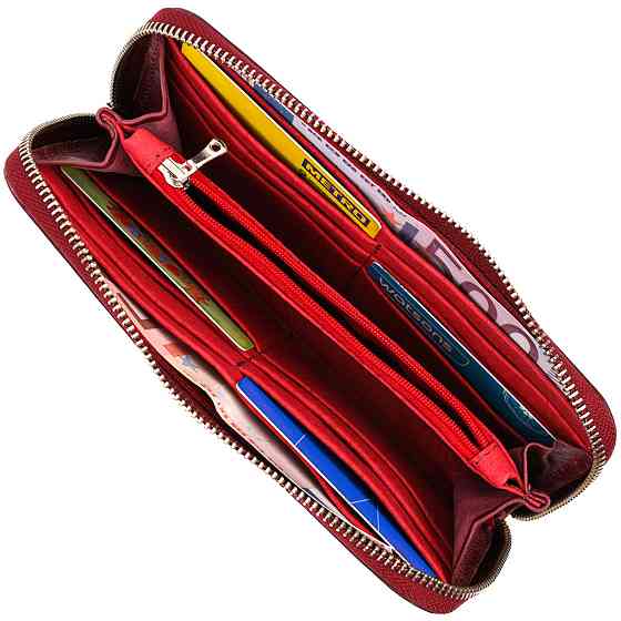 Вместительное портмоне из натуральной кожи GRANDE PELLE 16796 Бордовый Киев