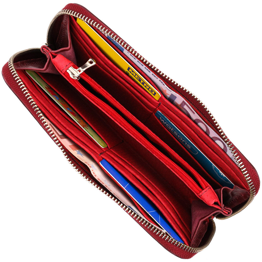 Вместительное портмоне из натуральной кожи GRANDE PELLE 16796 Бордовый Киев - изображение 4