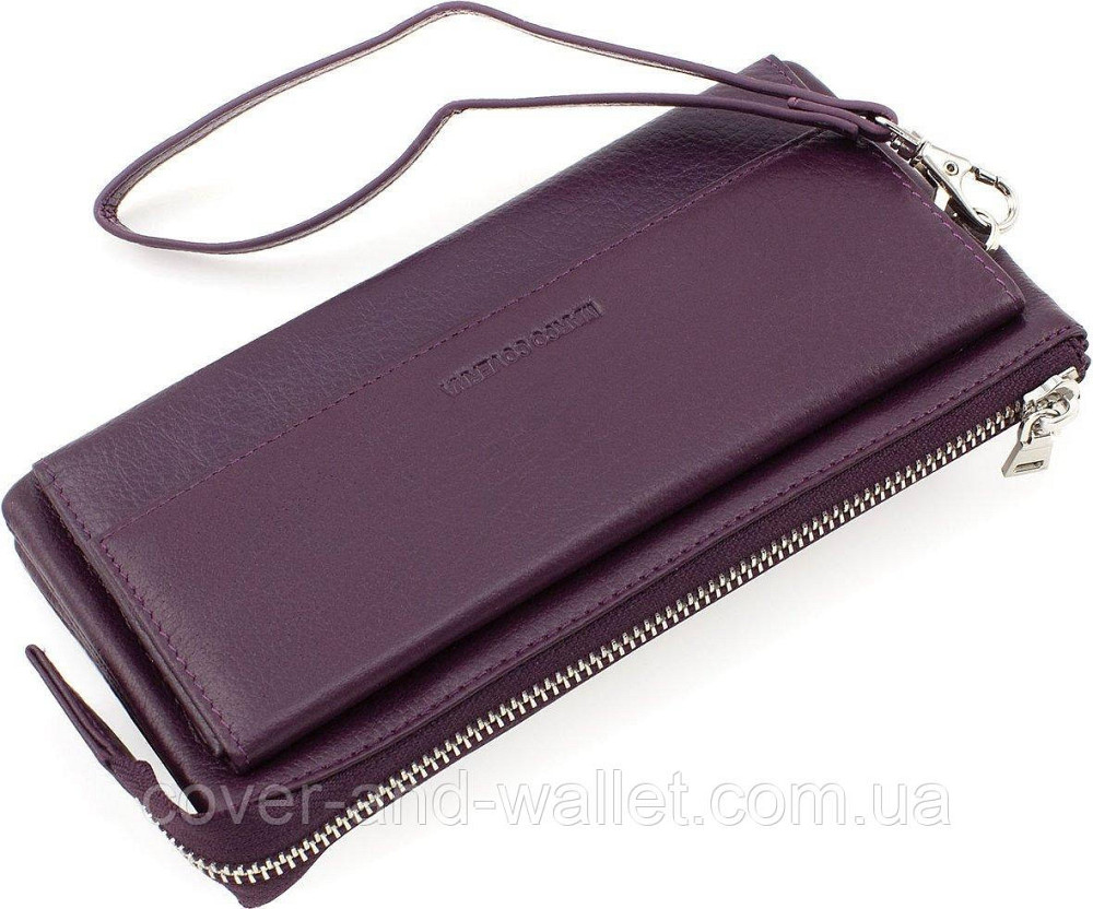 Великий жіночий гаманець на змійці та магнітах фіолетового кольору Marco Coverna MC 6052-11 Київ - фото 2