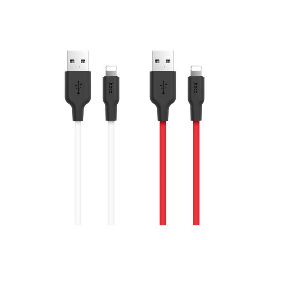 Кабель HOCO X21 USB - Lightning 2A, 1m, силіконовий, TPE конектори, колір чорний+White 6957531071365 Одеса - фото 2