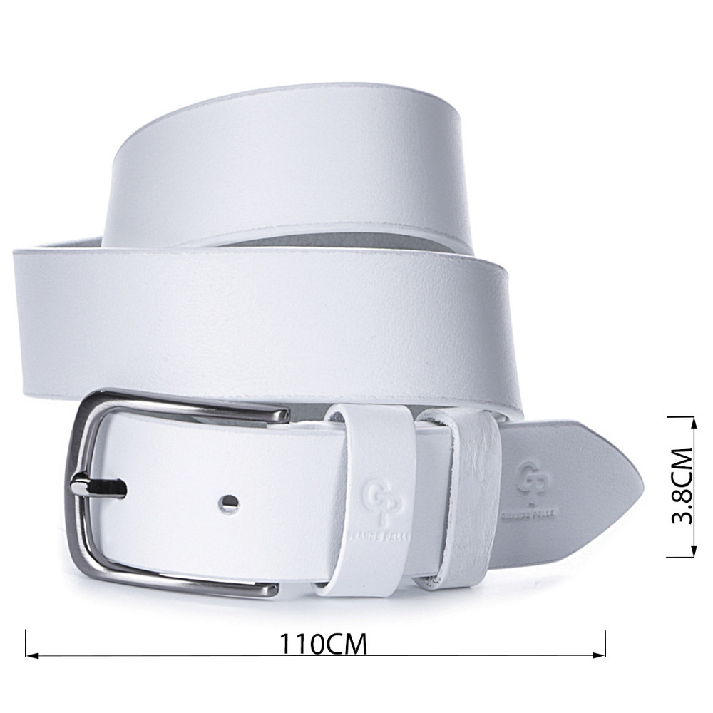 Шикарний чоловічий шкіряний ремінь GRANDE PELLE 00917 Білий Київ - фото 4