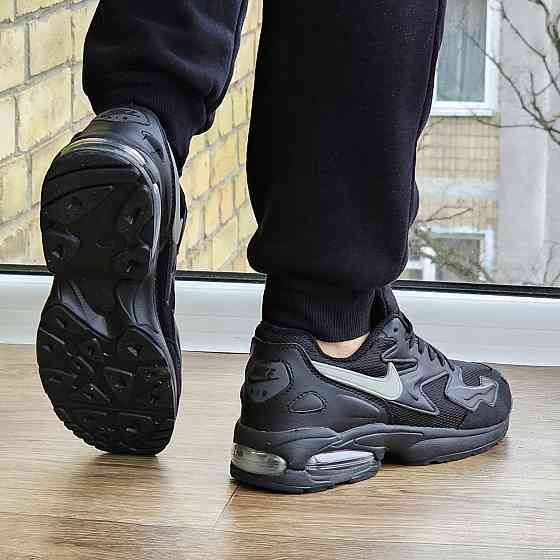 Чоловічі Чорні Кросівки Nike 90 Air Max 2 Шкіряні Найк для бігу (розміри: 41,42,43,44) Відео Огляд Дніпро