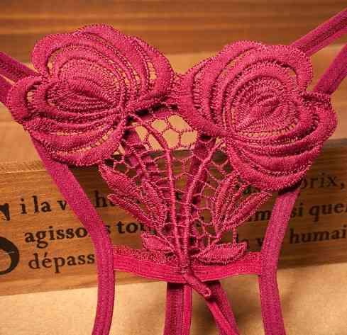 Трусики з бусинками та з квіточками універсальний бордовий Київ