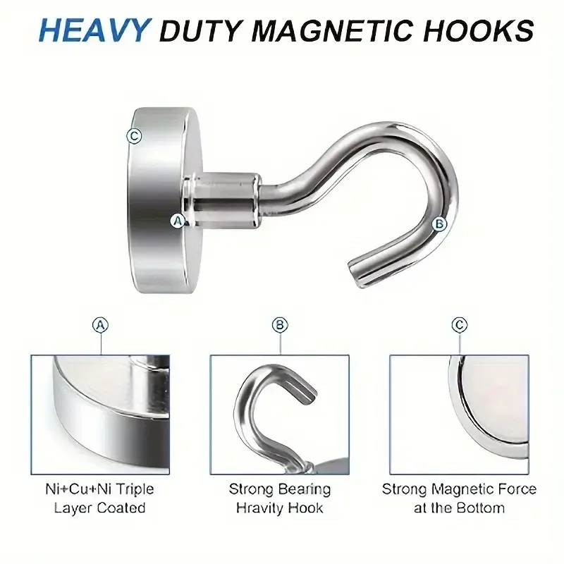 Неодимовий магніт 60x15 мм з крюком до 110 кг Київ - фото 3