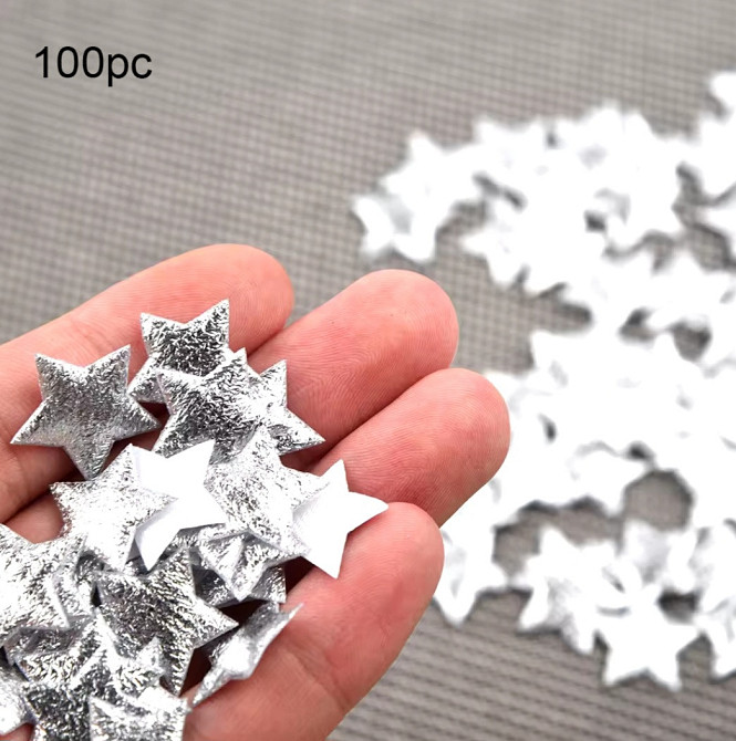 Новий рік зірочки декоративні 100 штук 15 мм сріблястий Київ - фото 1