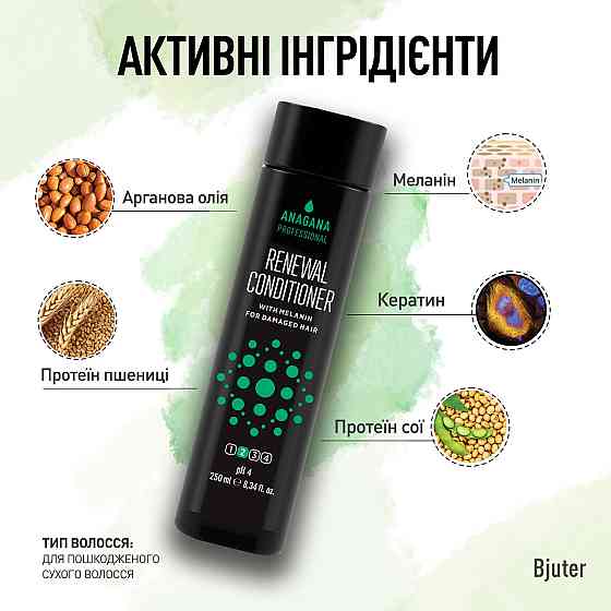 Кондиціонер Відновлення з меланіном для пошкодженого волосся Renewal Conditioner ANAGANA 250 мл Київ