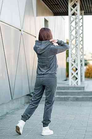 Спортивный костюм женский прогулочный велюровый, женский комплект серый Крохатушка одяг 48/50 Киев