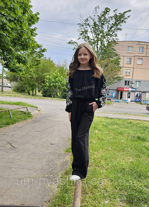 Підліткова бежева укорочена блуза з вишивкою 122-140 Кривий Ріг - фото 10