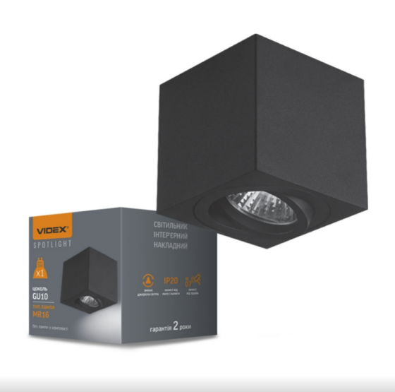 LED Світильник накладний під лампу GU10 чорний VL-SPF01-B Videx Житомир