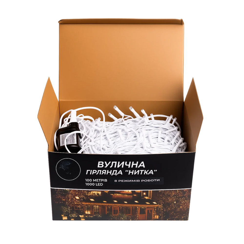 Гірлянда Різдвяна фея вулична 100 м 1000 LED білий провід Жовтий CF1000L100MWY Київ - фото 3