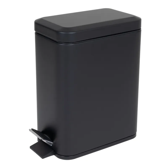 Мусорное ведро с плавным закрытием прямоугольное Zerix Sansa-TC0105 Black 5 л цвет черный нерж. сталь (ZX5894) Черновцы