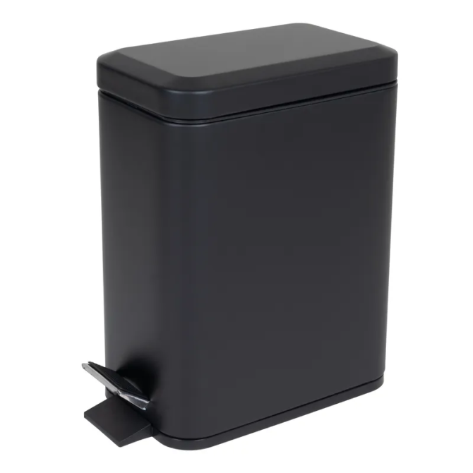 Мусорное ведро с плавным закрытием прямоугольное Zerix Sansa-TC0105 Black 5 л цвет черный нерж. сталь (ZX5894) Черновцы - изображение 2