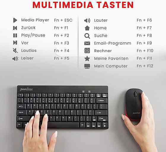 Набір клавіатура та миша Perixx Periduo-712/804 чорний бездротовий 2.4GHz QWERTZ nano-ресивер 1000 DPI міні Київ