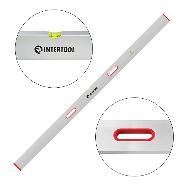 Правило-рівень, 2000 мм, 2 капсули (вертикальна і горизонтальна), з ручками INTERTOOL MT-2120 Київ - фото 1