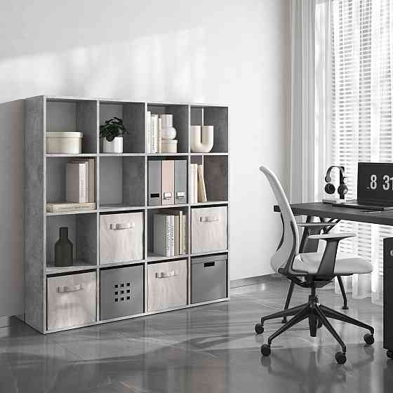 Стелаж VAYS M-14, книжкова полиця з 16 комірками, ЛДСП, 143×29×143 см - для дому, офісу, дитячої або вітальні Львів