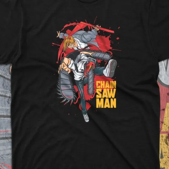 Футболка для подростка мальчика с принтом Человек Бензопила Денджи і Пауер Размер 160 Anime10474 Днепр