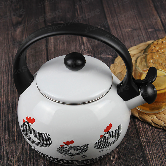 Чайник 2,2л емальований зі свистком з малюнком "пташки" білий KAMILLE Житомир - фото 7