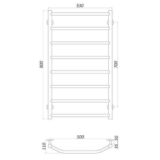 Полотенцесушитель UNIO LT W 900-500-8 Лесенка Трапеция вода (000020648) Киев