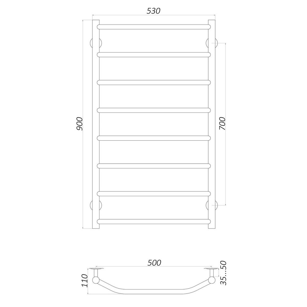 Полотенцесушитель UNIO LT W 900-500-8 Лесенка Трапеция вода (000020648) Киев - изображение 4