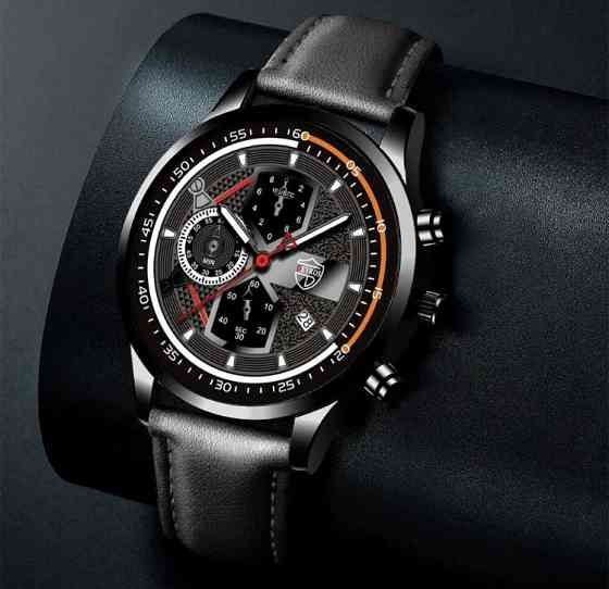 Подарочный набор для мужчин: наручные часы, 1 браслет и 1 ожерелье- диам 4,2 дл. 22см шир рем 2см, без коробки Киев