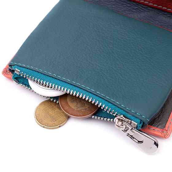 Гаманець з натуральної шкіри для жінок з цікавою монетницею Помаранчевий (ST Leather) Київ