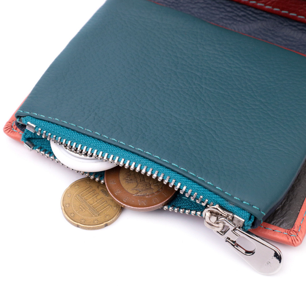 Гаманець з натуральної шкіри для жінок з цікавою монетницею Помаранчевий (ST Leather) Київ - фото 2