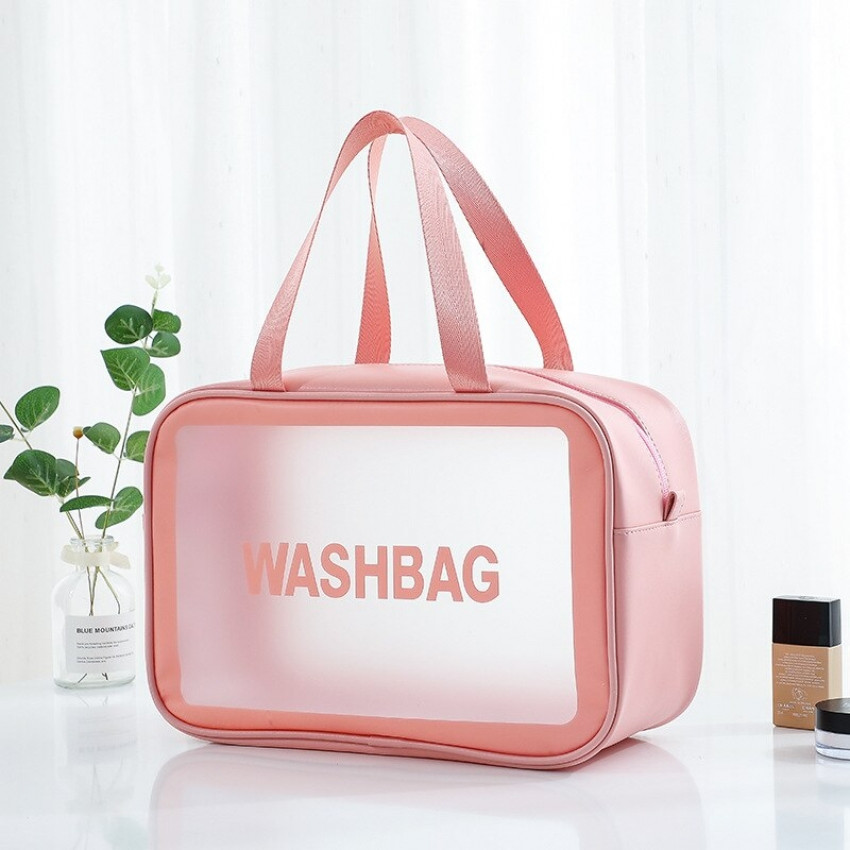 Прозора сумка-косметичка з ручками Washbag Pink 25см Вінниця - фото 1