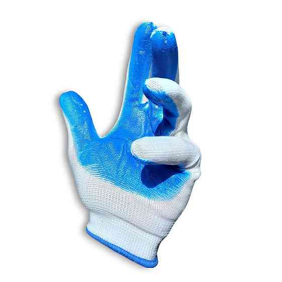 Рукавички робочі господарські стрейч латекс залиті Сині Харків