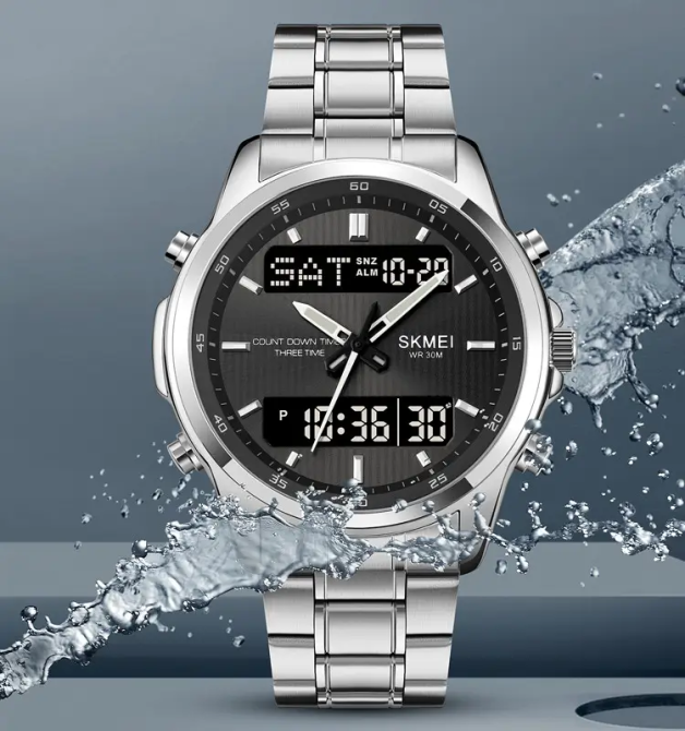 Годинник чоловічий наручний Skmei 2049 на сталевому браслеті (Сріблястий з чорним табло) Київ - фото 5