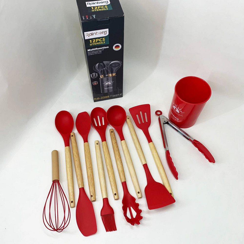 Набір кухонних предметів на підставці, Силіконові кухонні прилади для готування, Набір кухарського FJ-55 Івано-Франківськ - фото 1