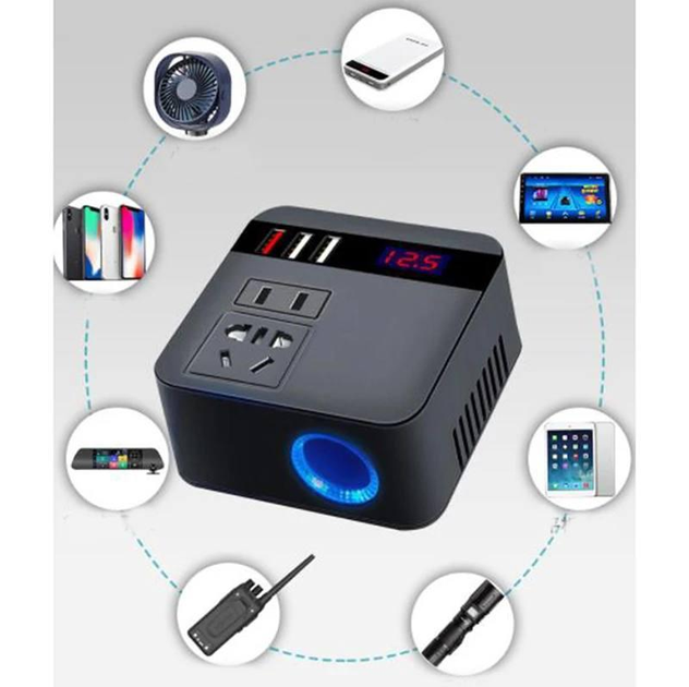 Автомобільний інвертор-перетворювач AC/DC з 12В/24В на 220В/120W + LCD (екран) 3хUSB Вінниця - фото 6