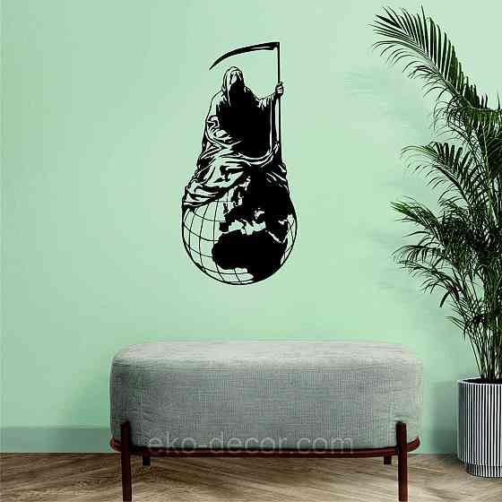 Декоративное настенное Панно «Смерть с косой», Декор на стену 70*33 см, Черный Киев