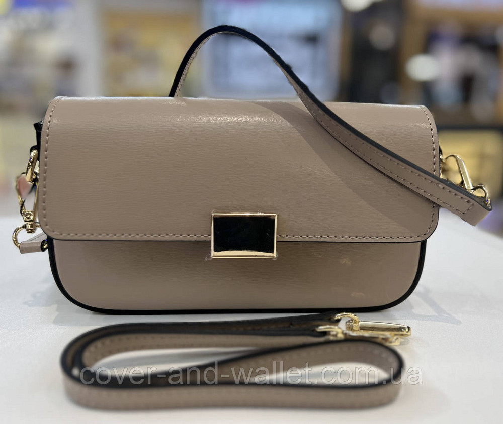 Маленька жіноча сумка в сіро-коричневому кольорі з гладкої шкіри Virginia Conti Київ - фото 9