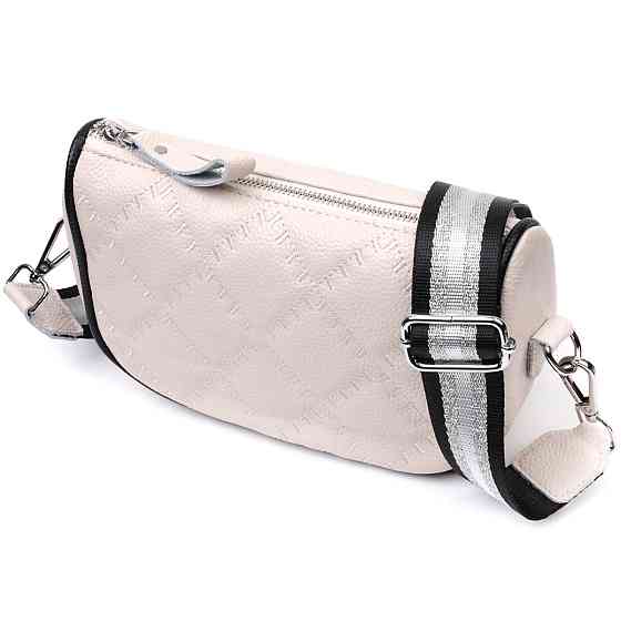 Сумка крос-боді напівкруглого формату з натуральної шкіри Vintage 22393 Біла Київ