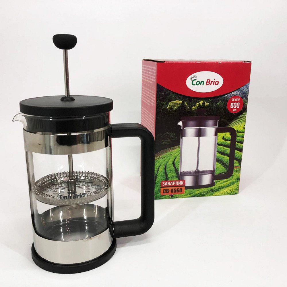 Скляний заварник Con Brio CB-6560 600 мл, Френч-прес для міцної кави, Френч-прес для кави до кавоварки UA-46 Івано-Франківськ - фото 7
